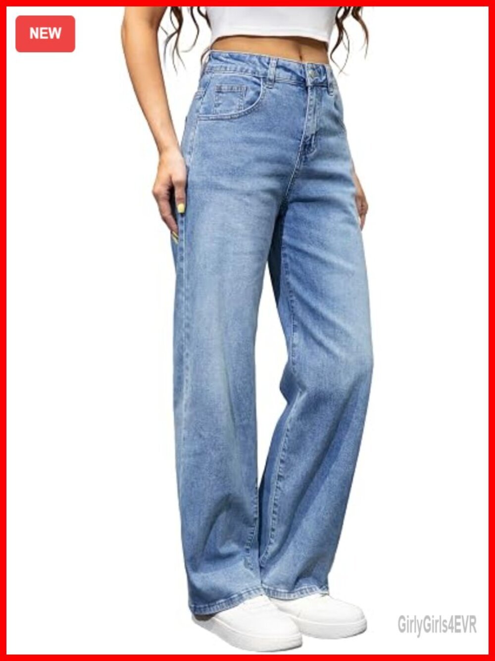 High Waisted Wide Leg Stretchy Baggy Denim Jeans